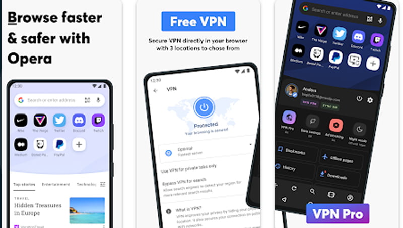 Opera Browser - Best VPN Browsers for Android