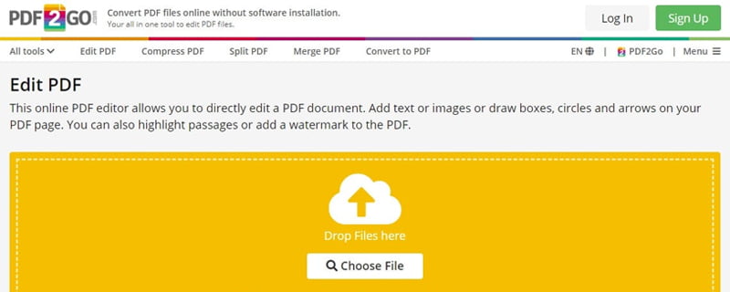 PDF2GO - Free Sites to Edit PDF Files Online