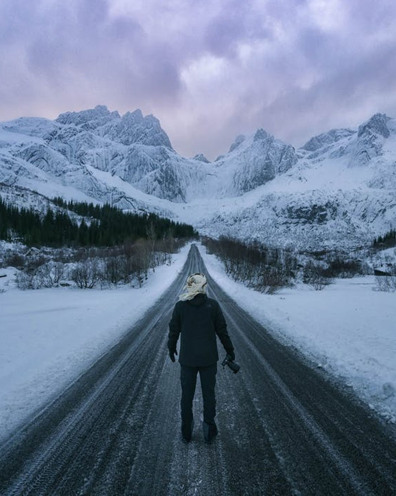 Winter On Road Wallpaper