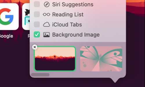 change Safari background on Mac