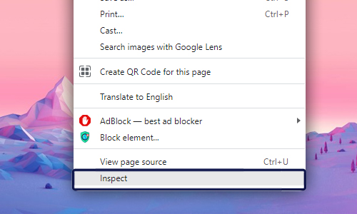 inspect elements on Mac