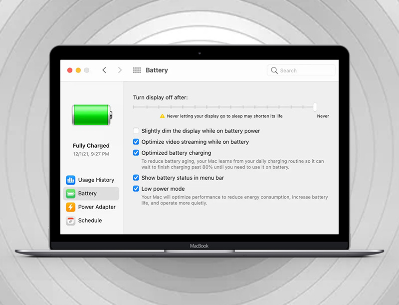 turn on Low Power mode on your Mac