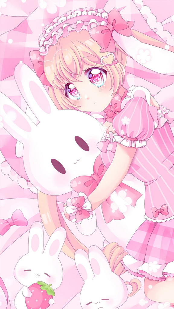 Anime Girl With Rabbit Wallpaper